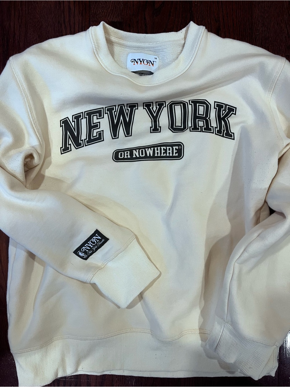 NYON Cream 'New York' Crewneck Sweatshirt